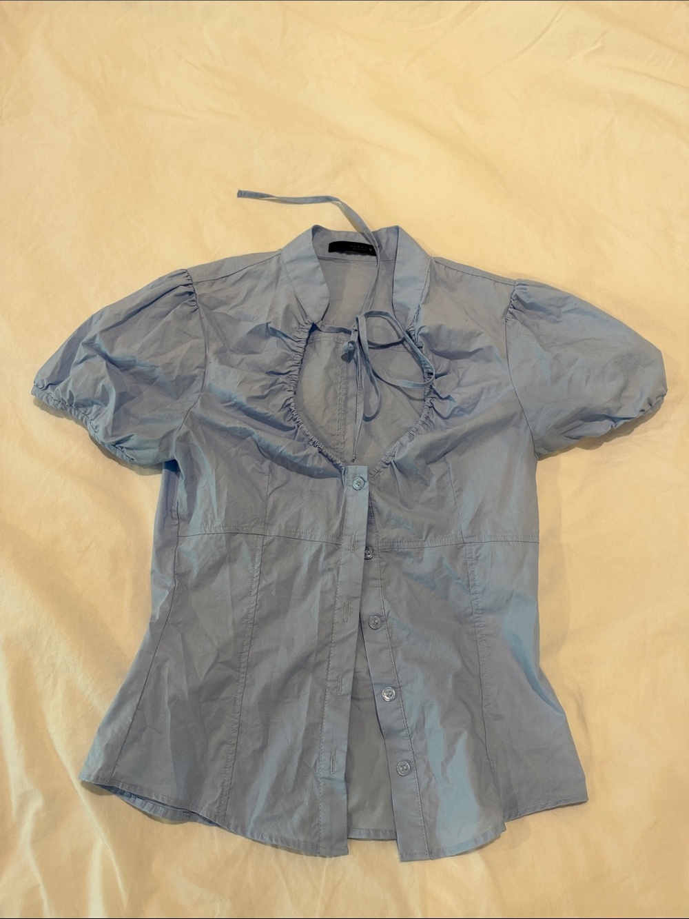 Zara Short Sleeve Button Down Shirt in Blue